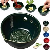 cheap Event &amp; Party Supplies-Handmade Garlic Grater Herb Bowl, 2 in 1 Pottery Herb Stripper Bowl with 5 Holes, Multi-Functional Herbs Stripping Bowls with Built-in Garlic Grater for Home Kitchen Preparation