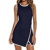 economico Abbigliamento Tennis da donna-Per donna Tinta unita Abito da tennis Gonne da tennis con pantaloncini Abito sportivo Senza Maniche Patchwork Cerniera Tasca Antivento Traspirante Pallavolo Tennis Corsa Girocollo Vestito Lilla Nero