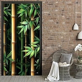 cheap Garage &amp; Door Banners-Realistic 3D Green Bamboo Doorway Curtain Japanese Zen Style Hanging Banner Privacy Screen for Home Office Studio Decor