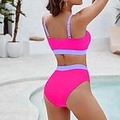 お買い得  サーフィンタンクiniとビキニ-女性用 標準 サーフィン用タンキニ＆ビキニ 水着 2個 カラーブロッキング オープンバック UVプロテクション 弾性ある ノースリーブ スイムウェア サーフィン 潜水 水泳 夏