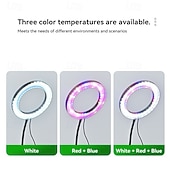 abordables Luces de cultivo para plantas-Luz LED de espectro completo con forma de anillo de ángel de 6 pulgadas para cultivo de plantas, luz solar de escritorio ajustable para plantas de interior, opciones de base de escritorio o suelo, luz