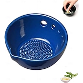 cheap Event &amp; Party Supplies-Handmade Garlic Grater Herb Bowl, 2 in 1 Pottery Herb Stripper Bowl with 5 Holes, Multi-Functional Herbs Stripping Bowls with Built-in Garlic Grater for Home Kitchen Preparation