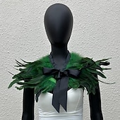 cheap Accessories-Carnival 2026 Rio Carnival Samba Accessories Women's Black Feather Cape Shawl with Satin Ribbon Tie Brazil Festival Performance Costume