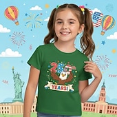  100% Baumwolle Kinder Mädchen Blau Schwarz Weiß Grafik Adler 250-jähriges Jubiläum T-Shirt Rundhalsausschnitt Kurzarm Urlaub Sport & Outdoor Alltagskleidung Aktiv Mode Lässig Drucken Sommer