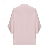 levne Základní falešné košile-Dámské Košile Halenka Imitace bavlny a lnu Nabírané šaty Bez vzoru Vinobraní stylové Poloviční rukáv Do V Běžné topy Denní Dovolená Jdeme ven Černá Bílá Světlá růžová Trávová zelená Šedá Léto Jaro