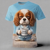 economico Magliette con stampa animale-Per uomo Animale Cane Divertente Maglietta Manica Corta maglietta Stampa 3D Girocollo Camicia Esagerato Designer Feste Ferie Blu Blu 2# Estate Primavera Abbigliamento S M L XL XXL XXXL