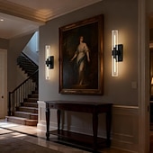 voordelige Wandverlichting voor binnen-Badkamerverlichting, wandlampen met glazen buis, voet van geborsteld messing, badkamerwandlampen, nachtlampje voor de slaapkamer, wandlamp voor de kaptafel, woonkamer, hal