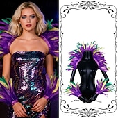 abordables Accesorios-Carnaval 2026, accesorios de samba para carnaval de Río, conjunto de disfraz de fiesta con plumas moradas, verdes y amarillas, disfraz de actuación para festival de Brasil