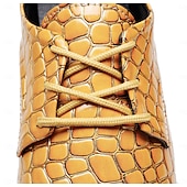 economico Scarpe Derby-scarpe eleganti da uomo con stampa coccodrillo gialla, design in similpelle con lacci, stile lussuoso e distintivo, adatte per eventi formali e occasioni speciali