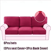 abordables Funda para asientos y reposabrazos de sofá-Juego de fundas de cojín de sofá elásticas de lujo minimalistas, funda completa, funda de sofá elástica antideslizante para sofá de 2/3 plazas