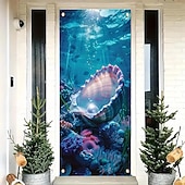 cheap Garage &amp; Door Banners-Underwater World Aquarium Door Banner Colorful Ocean Fish Coral Reef Wall Hanging Decoration Home Porch Decor