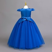 abordables Vestidos de Niña de Flores-Vestido de Niña Florista Chica Vestido formal Atuendo de boda Fiesta Boda Formal Moda Adorable Princesa Retazos Malla Color sólido Sin Mangas Cuello Barco Azul Piscina Rosa 4 años +
