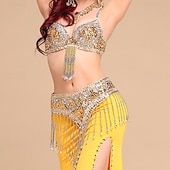 preiswerte Bauchtanzkleidung-Samba Dancewear Tiefblaues Ornamental Beaded Pailletten Bauchtanz-Set Leistungskostüm