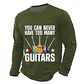 baratos Camisetas Gráficas de Música e Instrumentos-Homens Guitarra Gíria engraçada Camiseta Manga Longa Camiseta Impressão 3D Gola Redonda Camisa Moda Diário Básico Casual Diário Rua Azul Preto Verde Verão Primavera Roupa S M L XL XXL XXXL