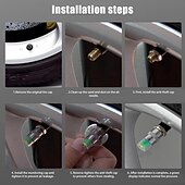 olcso Járműszolgáltatás-4 db gumiabroncsnyomás-ellenőrző szelepszár-sapka, 2,4 bar 36 psi autó gumiabroncsnyomás-ellenőrző érzékelő kijelző 3 színű szemriasztással, univerzális szelepszár-sapkák autókhoz