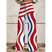  250ή Επέτειος ΗΠΑ Ρετρό / Βίντατζ Δεκαετία '70 Παντελόνια Παντελόνι με φαρδύ πόδι Χίπισσα Ντίσκο Ψηλή Μέση Φανταχτερή Φόρεμα Γυναικεία Μασκάρεμα 4η Ιουλίου Ημέρα της ανεξαρτησίας Ενηλίκων Παντελόνια