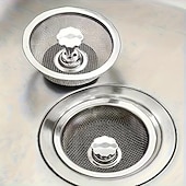 Недорогие Чистящие средства-Комплект из 2 сетчатых фильтров для раковины из нержавеющей стали, противозасоряющий сливной фильтр с центральной ручкой, легко чистится, подходит для кухонных, ванных, туалетных и раковинных стоков.