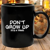 cheap Mugs &amp; Cups-Funny Gift Mug "Don't Grow Up, It's a Trap!" Black Ceramic Coffee Cup Perfect Gift for Adults Who Embrace Their Inner Child Ideal for Birthdays or Special Occasions