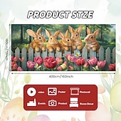 お買い得  ホリデータペストリー-イースターバニーのガレージカバー、ピケットフェンス越しに覗く愛らしいウサギ、イースターをテーマにした壁飾り、お祭り気分を盛り上げる春のホームスタイリング、ホリデーデコレーションに最適