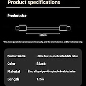 お買い得  充電ケーブル-240W 4-in-1フラッシュライト点火マルチ機能データケーブル2パックApple 17 Proファーウェイシャオミ3.94フィート対応