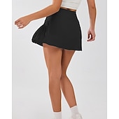 preiswerte Damenröcke &amp; Skorts-Damen Einfarbig Lässiger Rock Tennis-Skort Tennisröcke mit Shorts Tasche Schnelltrocknend Atmungsaktiv Laufen Fitness Yoga Rock Laufrock Weiß Schwarz Blau Tennisbekleidung