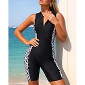 abordables Rash Guards de Una Pieza-Mujer Camiseta Protección Solar Surf Traje de baño Trajes de baño Geométrico Cerrar Protección UV Elástico Sin Mangas Bañadores Traje de baño Surf Buceo Natación Verano