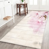 levne Koberečky a rohože a koberce-Běžecký koberec do předsíně, rostlina, květina, dřevěná deska, vzor, flanelová tkanina, potištěná podlahová rohožka, protiskluzová měkká rohožka do dveří, vchod, koupelna, domácí podlahová dekorace,