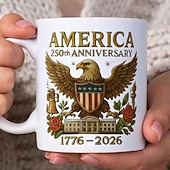 levne Šálky a hrnečky-Spojené státy americké 250. výročí hrnek vlastenecký dárek polopětinsté výročí keramický hrnek na kávu 17762026 Amerika 250 Den nezávislosti dárek pro muže a ženy do mikrovlnné trouby &amp;vhodné do myčky