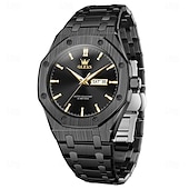 levne Quartz hodinky-OLEVS Muži Křemenný Minimalistický Módní Hodinky na běžné nošení Obchodní Svítící Kalendář Datum týden VODĚODOLNÝ Ocel Hodinky