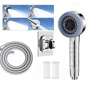 Χαμηλού Κόστους Σετ αξεσουάρ μπάνιου-5 τεμάχια χειροκίνητη κεφαλή ντους υψηλής πίεσης, τέσσερις λειτουργίες ψεκασμού, κεφαλή ντους με σταγόνες νερού ιόντων, επιτοίχια τοποθέτηση, με διακόπτη on/off, φιλτραρισμένο μασάζ ντους με λάστιχο