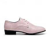 Χαμηλού Κόστους Derby παπούτσια-Ανδρικά ροζ παπούτσια με ανάγλυφο κροκόδειλο, δερμάτινο επάνω μέρος με κορδόνια, μοντέρνο στυλ, ιδανικά για μοντέρνους άνδρες σε γάμους και εκδηλώσεις