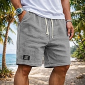 billiga Vardagsshorts-Herr Våffelshorts Shorts Sommarshorts Beach Shorts Casual shorts Snörning Elastisk midja Ensfärgat Slät Komfort Andningsfunktion Knelängd Dagligen Utomhus Streetwear Semester Mode Svart Vit