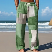 ieftine Pantaloni casual cu imprimeu pentru bărbați-Bărbați Geometric Bloc Culoare Peteci Pantaloni Pantaloni casual Pantaloni largi Talie medie Modă Casă În aer liber Vacanță Talie elastică cu șnur Pantaloni din material textil cu buzunare Var