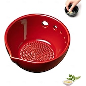 cheap Event &amp; Party Supplies-Handmade Garlic Grater Herb Bowl, 2 in 1 Pottery Herb Stripper Bowl with 5 Holes, Multi-Functional Herbs Stripping Bowls with Built-in Garlic Grater for Home Kitchen Preparation