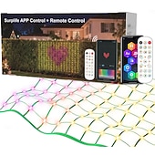 Luces de red para exteriores, funciones RGB y de bricolaje, luces de red inteligentes con 64 modos para decoración de patios con arbustos, impermeables para exteriores