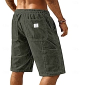 cheap Casual Shorts-Men's Shorts Summer Shorts Casual Shorts Corduroy Shorts Pocket Elastic Waist Plain Comfort Breathable Knee Length Daily Outdoor Streetwear Vacation Fashion Blue Black Micro-elastic
