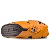 economico Sandali casual-sandali da uomo in similpelle marrone, tomaia cucita a mano, plantare comodo, stile casual rilassato, adatti per il tempo libero estivo e per l'uso interno