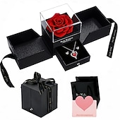 cheap Down to $30-Preserved Flowers Gift for Mom from Son or Daughter, Incl 4 Rose and Heart Necklace, Ideal Gifts Birthday, Mother's Day, Valentine's Day, Christmas for Grandma for Her, Women, Wife