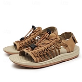 economico Infradito da Vacanza-sandali da uomo color cuoio con cinturini regolabili, traspiranti e comodi, ideali per attività estive all'aperto e vacanze