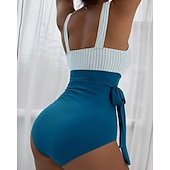 abordables Rash Guards Une Pièce-Femmes Maillot de bain Une pièce Maillot de bain dos nu Rayures Séchage Rapide Haute élasticité Sans manches Maillot de Bain Maillot de bain Surf Plongée en apnée Natation Été