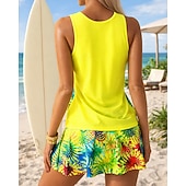 رخيصةأون تنجيد السباحة وبيكيني-نسائي ثوب السباحة تانكيني قطعتين استوائي سريع جاف مطاط بدون كم ملابس السباحة تزلج على الماء شاطئ سباحة الصيف