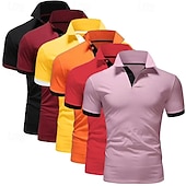 cheap Men's Classic Polo-6PCS Men's Polo Golf Shirt Casual Sports Classic Short Sleeve Basic Solid Color Plain 6-Piece Multi-pack Summer Spring All Seasons Regular Fit Polo