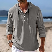 preiswerte Freizeithemden für Herren-Herren Hemd Freizeithemd Cordhemd Blau Weiß Marineblau Grau Langarm Einfach Mit Kapuze Lässig Täglich Mit Kapuze Bekleidung Vintage Mode Streetwear Täglich
