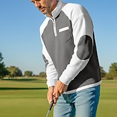 cheap Men's Golf Polo-Men's Waffle Polo Shirts Polo Casual Formal Banded Collar Long Sleeve Fashion Solid Color Textured Color Block Buttons Spring Fall Spring &amp;  Fall Regular Fit Navy Blue Light Grey Light Green Light