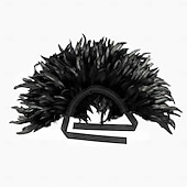 olcso kiegészítők-Karnevál 2026 Riói Karnevál Szamba Kiegészítők Nők Fekete Toll Köpeny Sál Magas Gallérral Brazíliai Fesztivál Előadói Jelmez