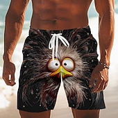 preiswerte Tiere &amp; Vögel-Herren Cartoon Küken Frizzle Chickens Badehosen Badeshorts Boardshorts Mittlere Taille Hawaiianisch Lustig Strandurlaub Seitentaschen Netzfutter Elastischer Kordelzug in der Taille Designer Bekleidung
