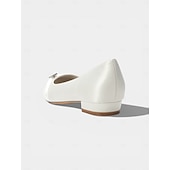 cheap Bride-Women's Ivory Low Heel Comfort Flats, Soft Pleated Classic Bridal Shoes for Senior Brides Church Weddings