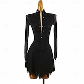 economico Abiti da Pattinaggio Artistico-Abito da pattinaggio artistico Per donna Pattinaggio sul ghiaccio Vestito Nero Patchwork Schiena aperta Alta elasticità Allenamento Competizione Vestiti da pattinaggio sul ghiaccio Classico Cristallo
