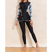 economico Rash Guards Interi-Per donna Standard Top sottomuta Tankini e bikini da surf Costumi da bagno Tropicale Con zip Protezione UV Elastico Manica Lunga Costume da Bagno Surf Immersione Nuoto Estate