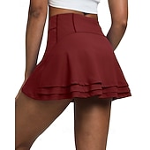 cheap Women's Skirts &amp; Skorts-Women's Solid Colored Casual Skirt Tennis Skirts Tennis Dress Sport Skirt Ruched Elastic Waist Breathable Tennis Running Fitness Skirt Dark Grey Black White Tennis Clothing